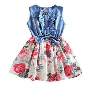 Girls Denim Top Floral Tutu Dress